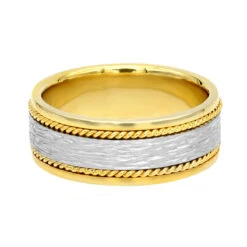 Unique Solid Two Tone Solid 14K Yellow Gold Men's Braided Wedding Band Comfort Fit Design 11 Unique Solid Two Tone Solid 14K Yellow Gold Men's Braided Wedding Band Comfort Fit Design -H'Hen Sale Store unique solid two tone 14k gold mens braided wedding band comfort fit design 002000 backye