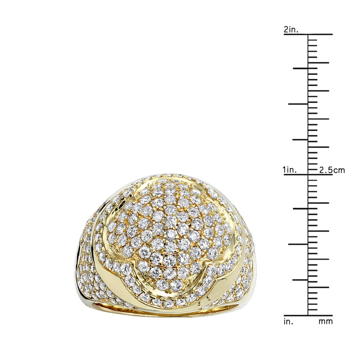 Unique Statement Luxurman 14K Yellow Gold Men's Diamond Ring 3.5 Carat 8 Unique Statement Luxurman 14K Yellow Gold Men's Diamond Ring 3.5 Carat - Image 6