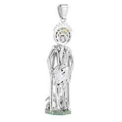 Unique Sterling Silver Saint Lazarus On Crutches With Dogs Statue Pendant -H'Hen Sale Store unique sterling silver saint lazarus on crutches with dogs statue pendant backwh