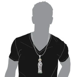 Unique Sterling Silver Saint Lazarus On Crutches With Dogs Statue Pendant -H'Hen Sale Store unique sterling silver saint lazarus on crutches with dogs statue pendant bodwh