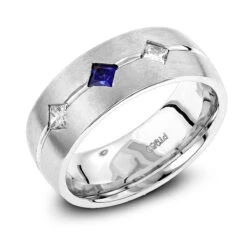 Unique Wedding Bands: Platinum Sapphire Diamond Wedding Ring For Men