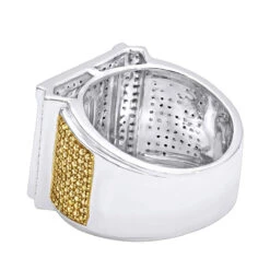 Unique White And Yellow Diamond Men's Ring 1.2ct 10K Yellow Gold -H'Hen Sale Store unique white and yellow diamond mens ring 12ct 10k gold backwh