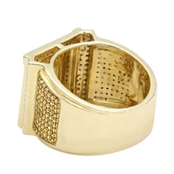 Unique White And Yellow Diamond Men's Ring 1.2ct 10K Yellow Gold -H'Hen Sale Store unique white and yellow diamond mens ring 12ct 10k gold backye