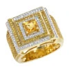 Unique White And Yellow Diamond Men's Ring 1.2ct 10K Yellow Gold
