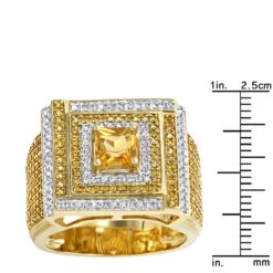Unique White And Yellow Diamond Men's Ring 1.2ct 10K Yellow Gold -H'Hen Sale Store unique white and yellow diamond mens ring 12ct 10k gold rulerye