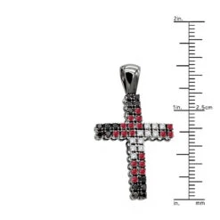 Unique White Black Diamonds And Ruby Cross Pendant 1.5ct 10K Black Plated Gold 9 Unique White Black Diamonds And Ruby Cross Pendant 1.5ct 10K Black Plated Gold -H'Hen Sale Store unique white black diamonds and ruby cross pendant 15ct 10k gold ruler
