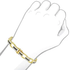 Unique White & Black Diamond Bracelet For Men 14K Yellow Gold -H'Hen Sale Store unique white black diamonds bracelet for men 14k yellow white rose gold 001145bd body yellow