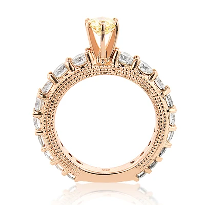 Unique White & Fancy Yellow Diamond Engagement Ring 18K Rose Gold 2.26ct 6 Unique White & Fancy Yellow Diamond Engagement Ring 18K Rose Gold 2.26ct - Image 4