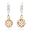 Unique White Yellow Pink Diamond Drop Earrings For Women 1 Carat 14K White Gold -H'Hen Sale Store unique white yellow pink diamond drop earrings for women 09ct 14k gold mainwh