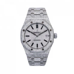 Unisex Diamond Watch Audemars Piguet Royal Oak Selfwinding Silver Tone Dial