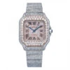 Unisex Diamond Watch Cartier Santos De Cartier 35mm Rose Dial
