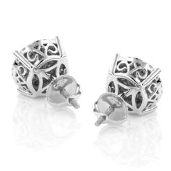 Unisex Round Diamond Cluster Earrings 14K White Gold 2ct Halo Studs -H'Hen Sale Store unisex round diamond cluster earrings 14k gold 2ct halo studs backwh