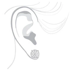 Unisex Round Diamond Cluster Earrings 14K White Gold 2ct Halo Studs -H'Hen Sale Store unisex round diamond cluster earrings 14k gold 2ct halo studs bodwh