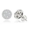 Unisex Round Diamond Stud Earrings Clusters 14K White Gold 1.75ct