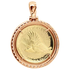 US Mint American Liberty 1oz 14K Yellow Gold Coin Pendant W Diamond Bezel 2ct 2017 -H'Hen Sale Store us mint american liberty 1oz gold coin pendant w diamond bezel 2ct 2017 018324 backro
