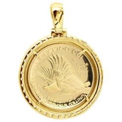 US Mint American Liberty 1oz 14K Yellow Gold Coin Pendant W Diamond Bezel 2ct 2017 -H'Hen Sale Store us mint american liberty 1oz gold coin pendant w diamond bezel 2ct 2017 018324 backye