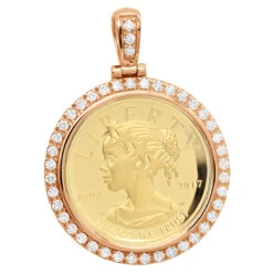 US Mint American Liberty 1oz 14K Yellow Gold Coin Pendant W Diamond Bezel 2ct 2017 -H'Hen Sale Store us mint american liberty 1oz gold coin pendant w diamond bezel 2ct 2017 018324 ro