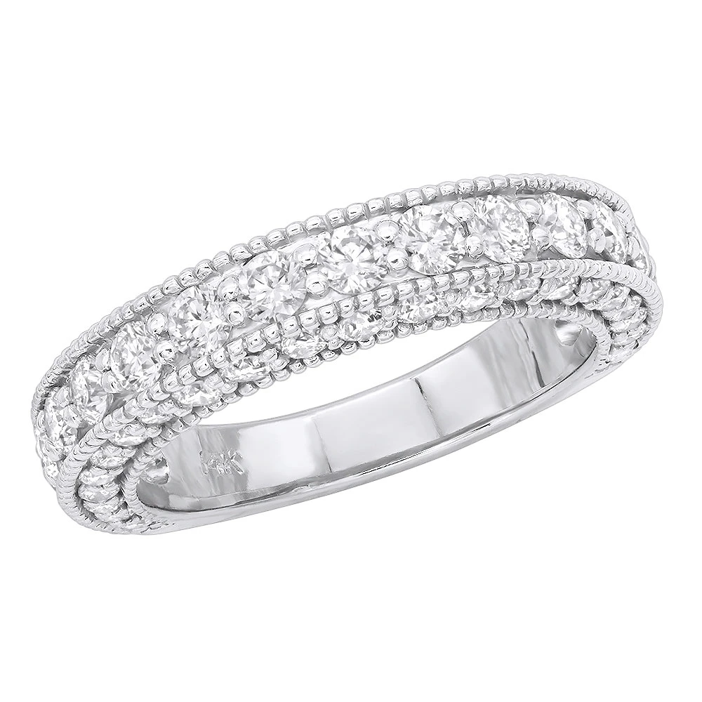 Vintage Style Women's Diamond Wedding Band 14K White Gold 1.5 Carats 3 Vintage Style Women's Diamond Wedding Band 14K White Gold 1.5 Carats