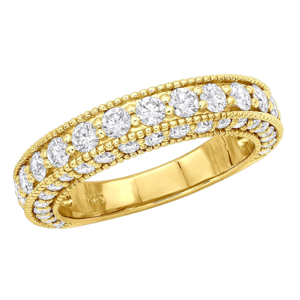 Vintage Style Women's Diamond Wedding Band 14K White Gold 1.5 Carats 4 Vintage Style Women's Diamond Wedding Band 14K White Gold 1.5 Carats - Image 2