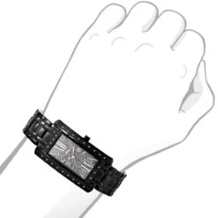 Black JoJino Women's Diamond Watch Rectangular Shape Iced Out Black Dial 0.25ct -H'Hen Sale Store watches black jojino womens diamond watch rectangular shape iced out black dial 025ct 968793 bod