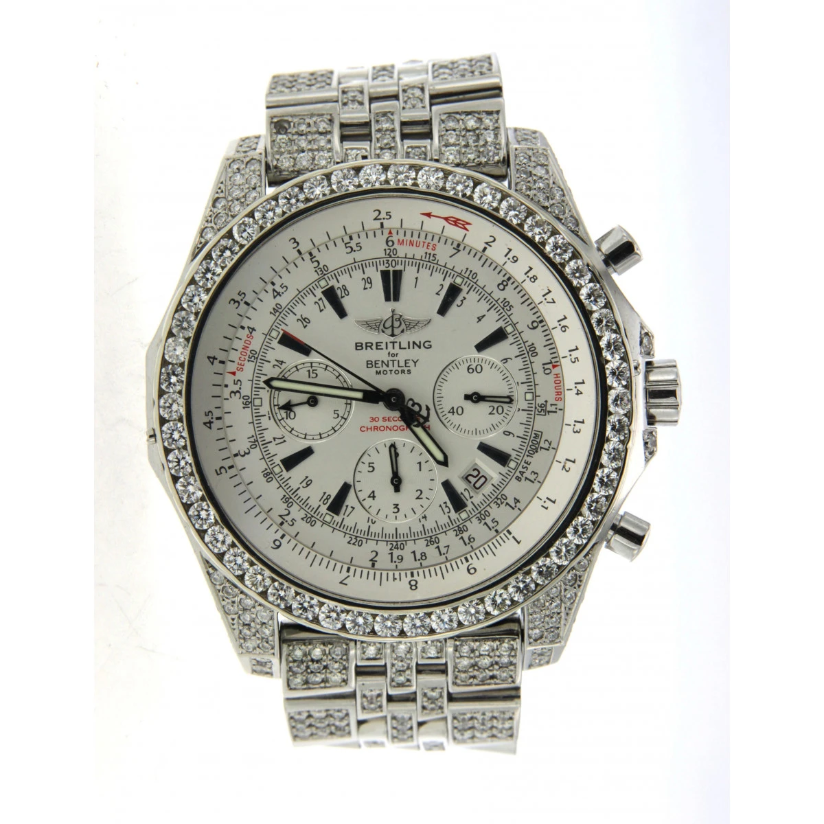 Fully Iced Out Real Diamond Breitling Bentley Diamond Bezel, Case, Band 48mm 3 Fully Iced Out Real Diamond Breitling Bentley Diamond Bezel, Case, Band 48mm