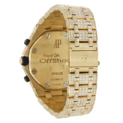 Iced Out Men's Diamond Watch Audemars Piguet Royal Oak Offshore 18K Gold 42mm -H'Hen Sale Store watches iced out mens diamond watch audemars piguet royal oak offshore yellow gold 42mm 968650 back