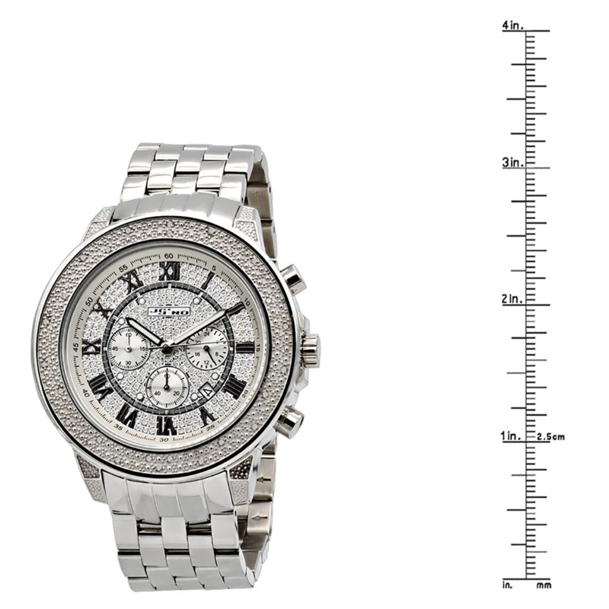 JoJino Chronograph Large Men's Diamond Watch 0.25ct Roman Numerals Iced Out Dial 6 JoJino Chronograph Large Men's Diamond Watch 0.25ct Roman Numerals Iced Out Dial - Image 4