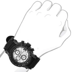 JoJino Large Men's Black Diamond Watch 2ct Silver Dial Chronograph Calendar Rubber Band 8 JoJino Large Men's Black Diamond Watch 2ct Silver Dial Chronograph Calendar Rubber Band -H'Hen Sale Store watches jojino large mens black diamond watch 2ct silver dial chronograph calendar rubber band 968775 bod