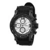 JoJino Large Men's Black Diamond Watch 2ct Silver Dial Chronograph Calendar Rubber Band