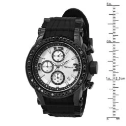 JoJino Large Men's Black Diamond Watch 2ct Silver Dial Chronograph Calendar Rubber Band 9 JoJino Large Men's Black Diamond Watch 2ct Silver Dial Chronograph Calendar Rubber Band -H'Hen Sale Store watches jojino large mens black diamond watch 2ct silver dial chronograph calendar rubber band 968775 ruler
