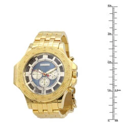 JoJino Large Men's Diamond Watch Yellow Gold Pltd 0.25ct Blue MOP Dial Chronograph -H'Hen Sale Store watches name here 0 00 968740 ruler