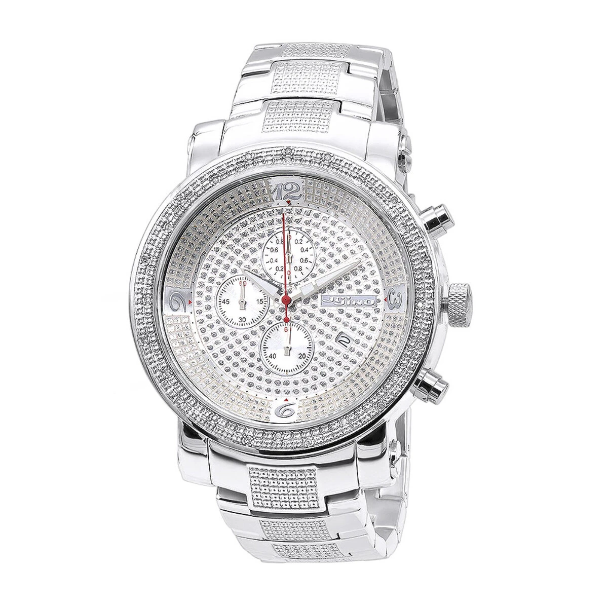 Oversized JoJino Diamond Watch For Men With Chronograph 0.12ct Iced Out Silver Dial 3 Oversized JoJino Diamond Watch For Men With Chronograph 0.12ct Iced Out Silver Dial