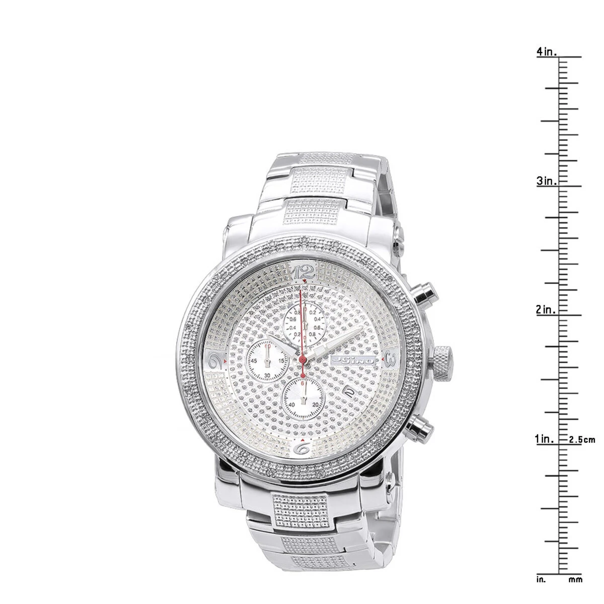 Oversized JoJino Diamond Watch For Men With Chronograph 0.12ct Iced Out Silver Dial 6 Oversized JoJino Diamond Watch For Men With Chronograph 0.12ct Iced Out Silver Dial - Image 4