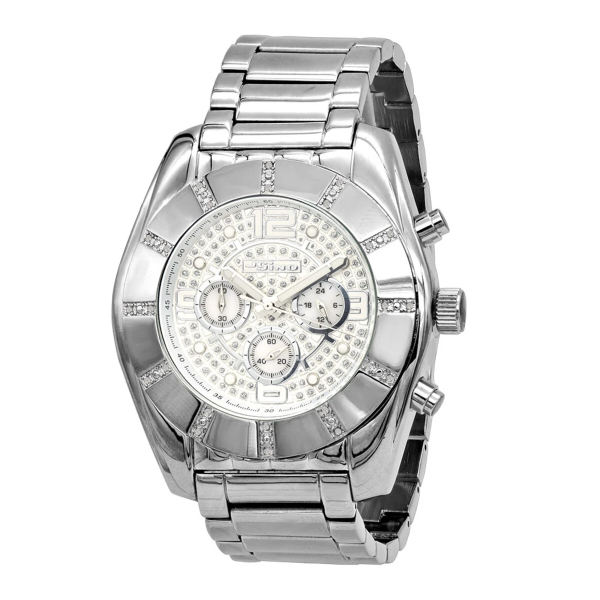 Oversized Jojino Men's Diamond Watch 0.25ct Iced Out White Dial With Subdials 3 Oversized Jojino Men's Diamond Watch 0.25ct Iced Out White Dial With Subdials