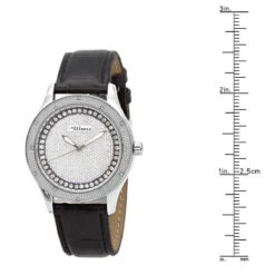 White JoJino Diamond Watch For Women Black Leather Band 0.12ct Iced Out Dial -H'Hen Sale Store watches white jojino diamond watch for women black leather band 012ct iced out dial 968787 ruler