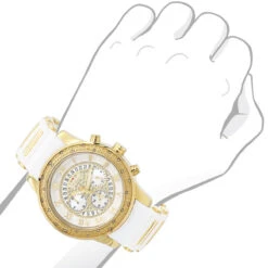 Yellow Gold Plt Jojino Men's Diamond Watch W White Rubber Band Chronograph 8 Yellow Gold Plt Jojino Men's Diamond Watch W White Rubber Band Chronograph -H'Hen Sale Store watches yellow gold plt jojino mens diamond watch w white rubber band chronograph 968766 bod
