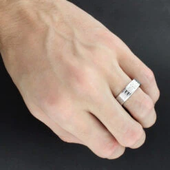 14K Rose Gold 0.05ct Round Diamond Wedding Band For Men -H'Hen Sale Store wedding rings for men round diamond band 005ct 14k gold 3