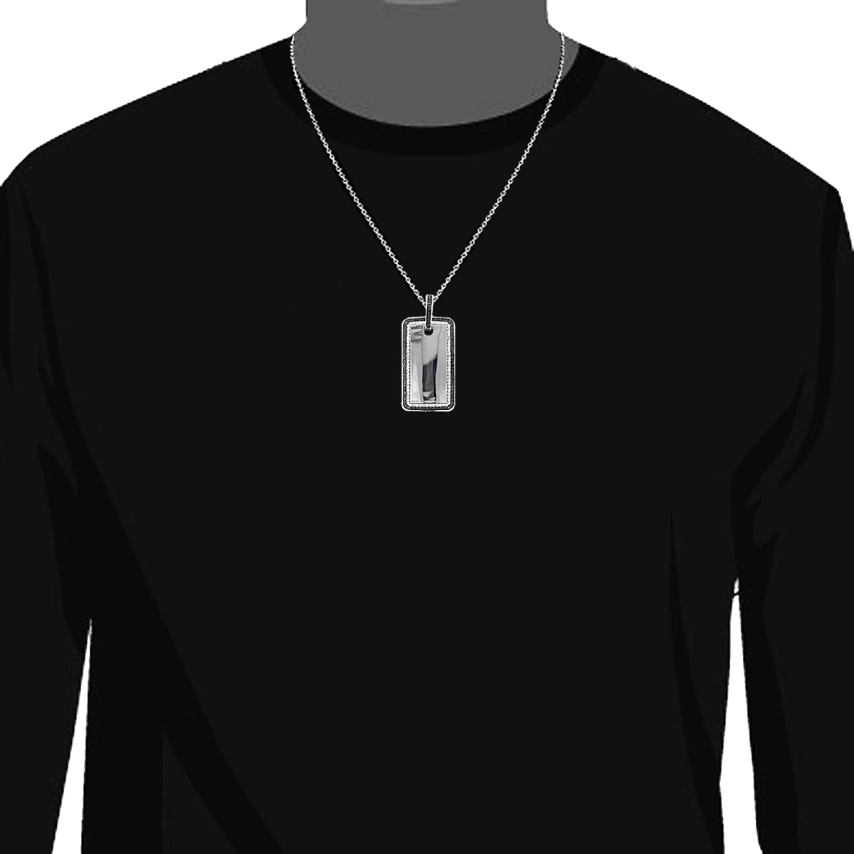 White And Black Diamond Dog Tag Pendant 1.5ct Sterling Silver 4 White And Black Diamond Dog Tag Pendant 1.5ct Sterling Silver - Image 2