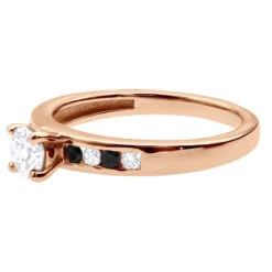 White And Black Diamond Engagement Ring 0.74ct 14K White Gold -H'Hen Sale Store white and black diamond engagement ring 074ct 14k gold p 50192 backro