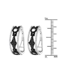 White And Black Diamond Hoop Earrings 0.9 Ct 14K White Gold 12 White And Black Diamond Hoop Earrings 0.9 Ct 14K White Gold -H'Hen Sale Store white and black diamond hoop earrings 095ct 14k gold p 48289 rulerwh