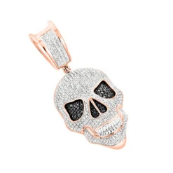 White And Black Diamond Iced Out Skull Pendant 10K Yellow Gold 0.83ct -H'Hen Sale Store white and black diamond iced out skull pendant in 10k gold 083ct ro