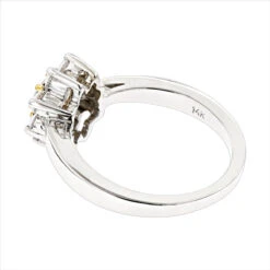 1.2ct White And Yellow Diamond Cluster 14K White Gold Daisy Ring 11 1.2ct White And Yellow Diamond Cluster 14K White Gold Daisy Ring -H'Hen Sale Store white and yellow diamond cluster rings 14k gold daisy ring 13ct backwh