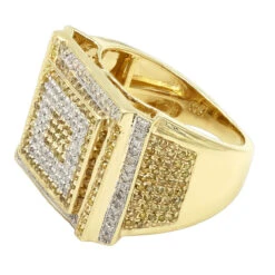 White And Yellow Diamond Men's Ring 1.22ct 10K Yellow Gold 11 White And Yellow Diamond Men's Ring 1.22ct 10K Yellow Gold -H'Hen Sale Store white and yellow diamond mens ring 122ct 10k gold p 48052 backye
