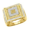 White And Yellow Diamond Men's Ring 1.22ct 10K Yellow Gold