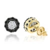 White Black Diamond Earrings 0.6ct 14K Yellow Gold Studs
