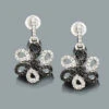 White Black Diamond Flower Earrings 0.51ct 14K White Gold -H'Hen Sale Store white black diamond flower earrings 051ct 14k gold 1