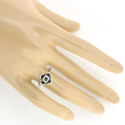 White Black Diamond Ring For Ladies 0.31ct 14K White Gold -H'Hen Sale Store white black diamond ring for ladies 031ct 14k gold 3