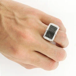 White Black Diamond Ring For Men In Sterling Silver 0.70ct -H'Hen Sale Store white black diamond ring for men in sterling silver 070ct 3