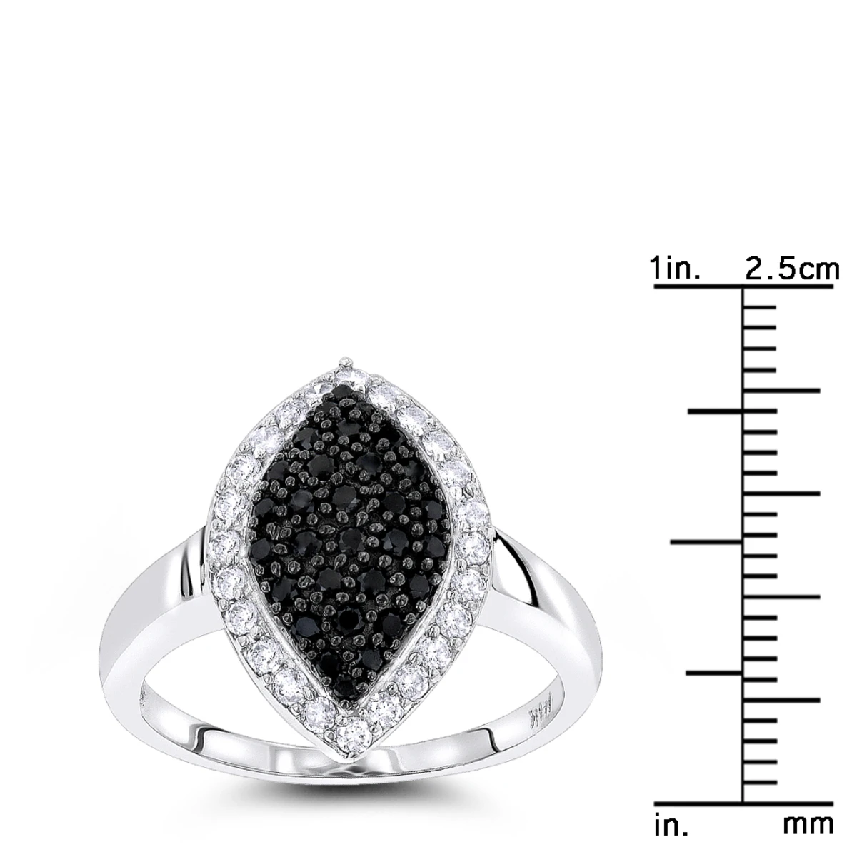 Ladies White Black Pave Diamond Ring 0.7ct 14K White Gold 7 Ladies White Black Pave Diamond Ring 0.7ct 14K White Gold - Image 5