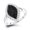 Ladies White Black Pave Diamond Ring 0.7ct 14K White Gold